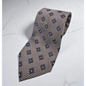 D.C. by‎ Daniel Craig Mens Neck Tie Long 100% Silk Black/Brown Geometric Pattern